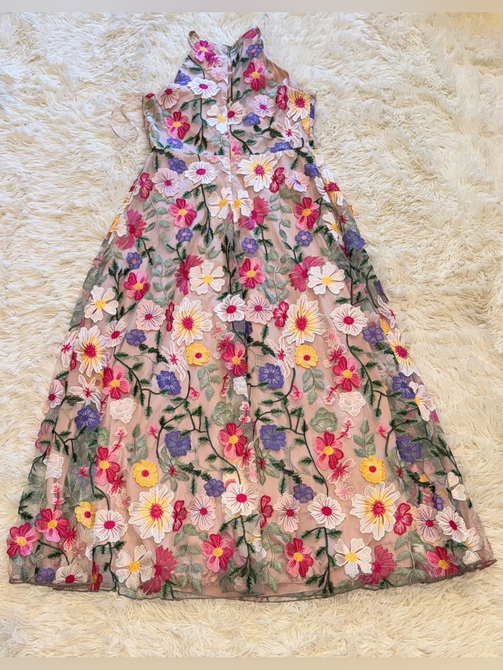 NEW Eliza J Floral 3D Embroidered Sleeveless Pink Blush multi Gown Sz 14 - Picture 8 of 9
